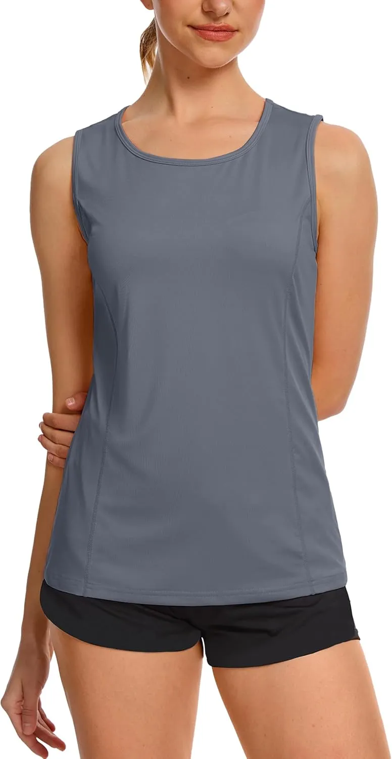 TACVASEN Women's UPF 80  Workout Tank Top Sleeveless Quick Dry Sun Protection Hiking Athletic Gym Yoga Running Shirts