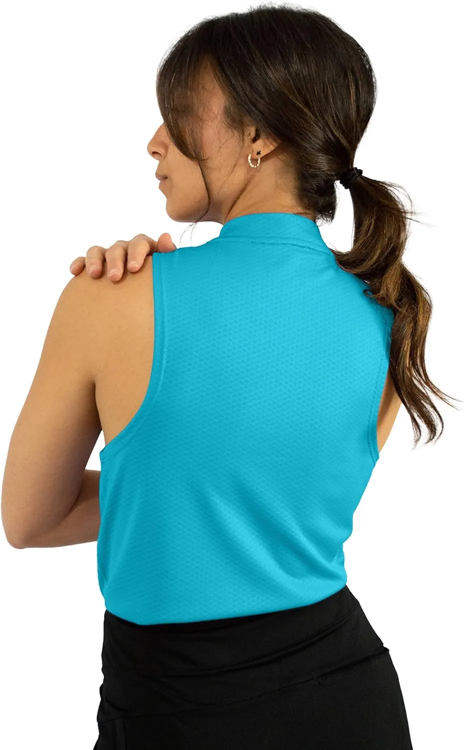 Three Sixty Six Womens Sleeveless Collarless Golf Polo Shirt with Zipper - Quick Dry Tank Tops for Women