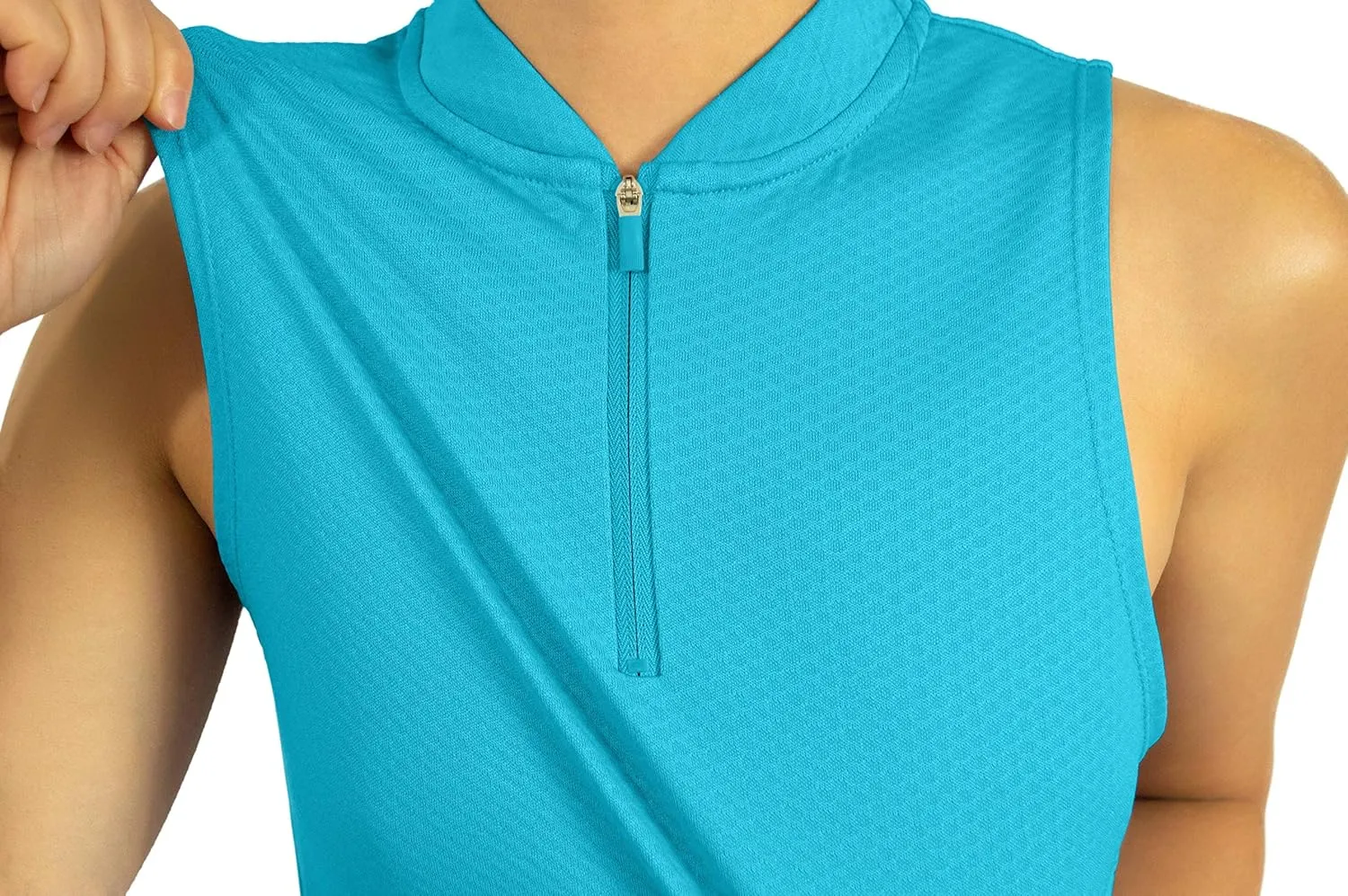 Three Sixty Six Womens Sleeveless Collarless Golf Polo Shirt with Zipper - Quick Dry Tank Tops for Women