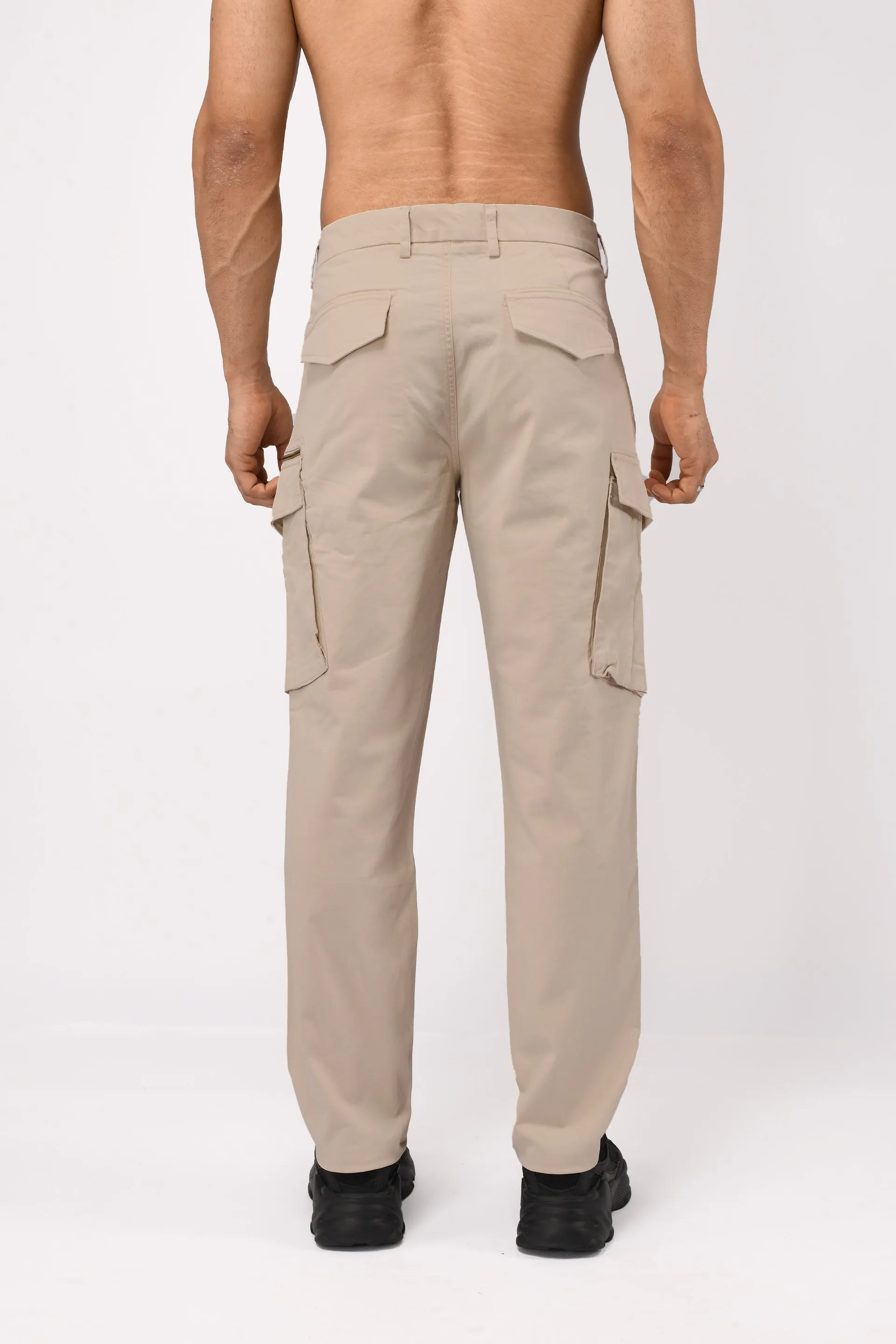 UTILITY ZIP CARGO PANTS IN CREAM