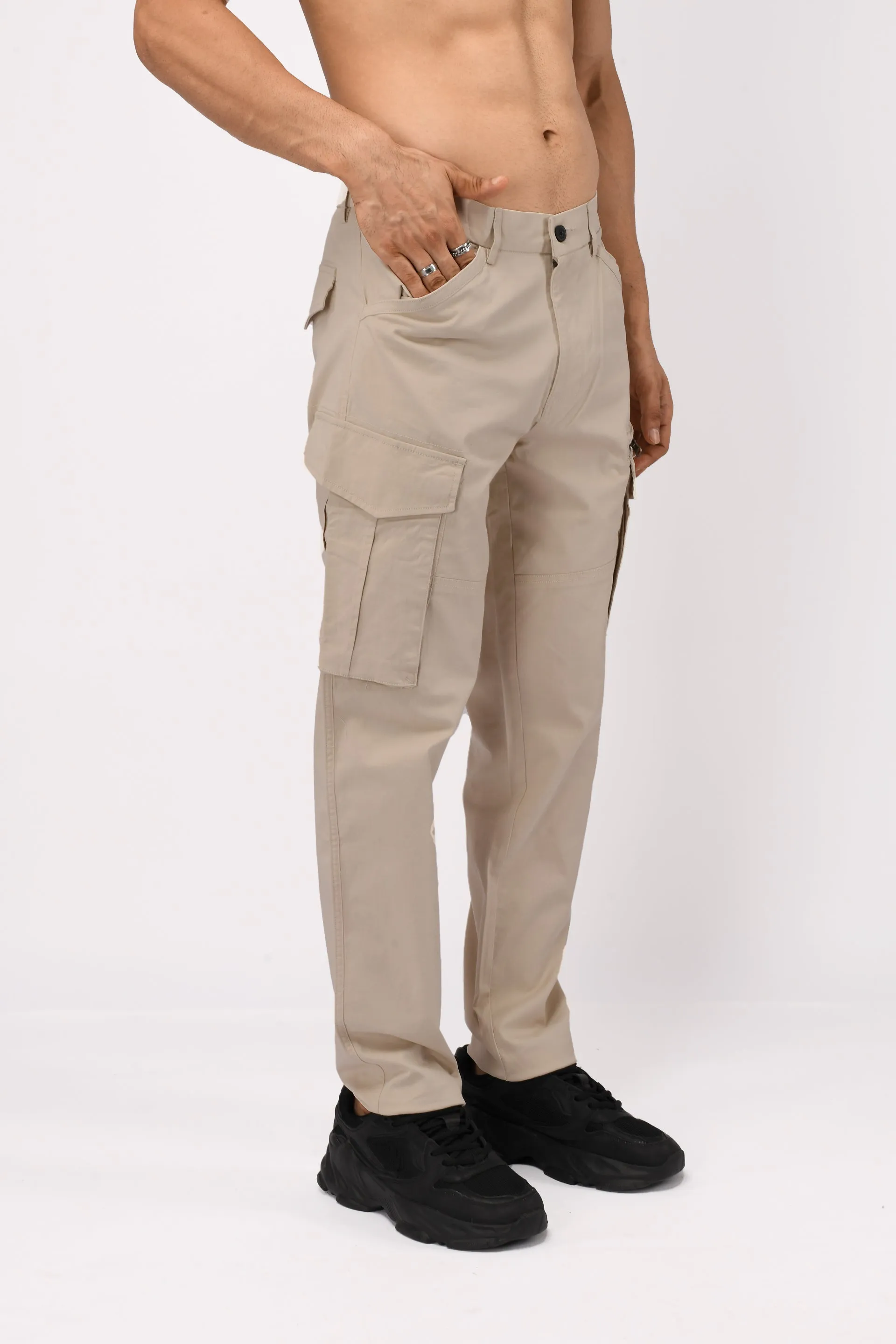 UTILITY ZIP CARGO PANTS IN CREAM