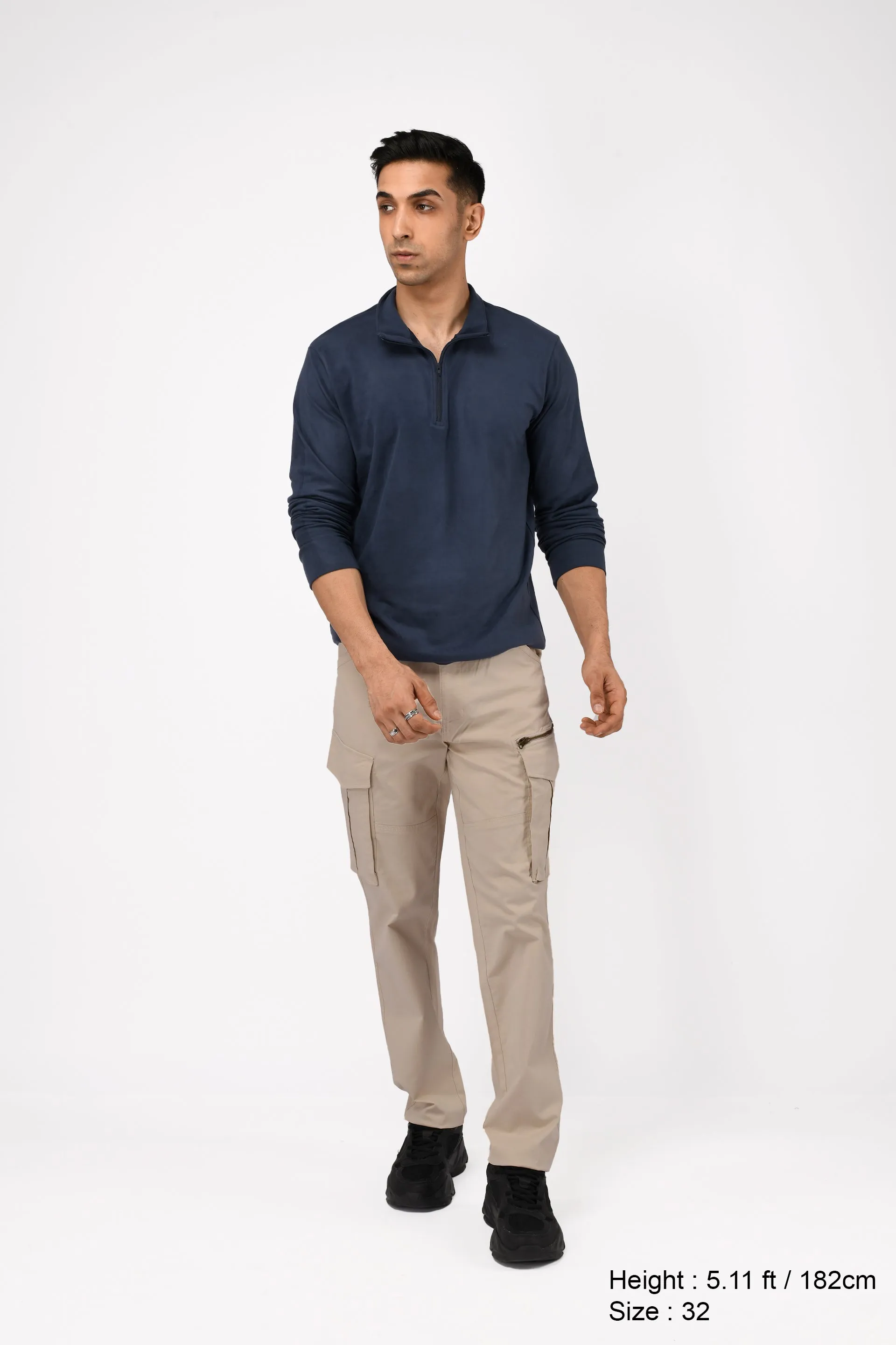 UTILITY ZIP CARGO PANTS IN CREAM