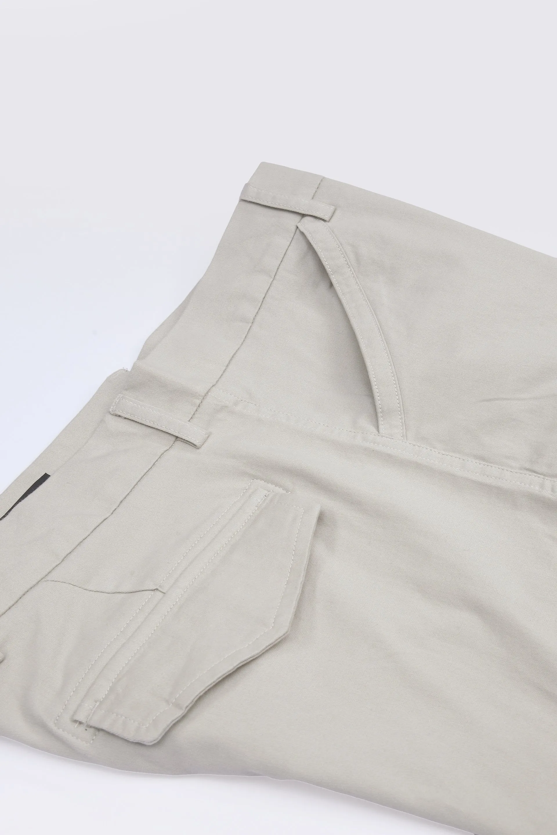 UTILITY ZIP CARGO PANTS IN LIGHT GREY