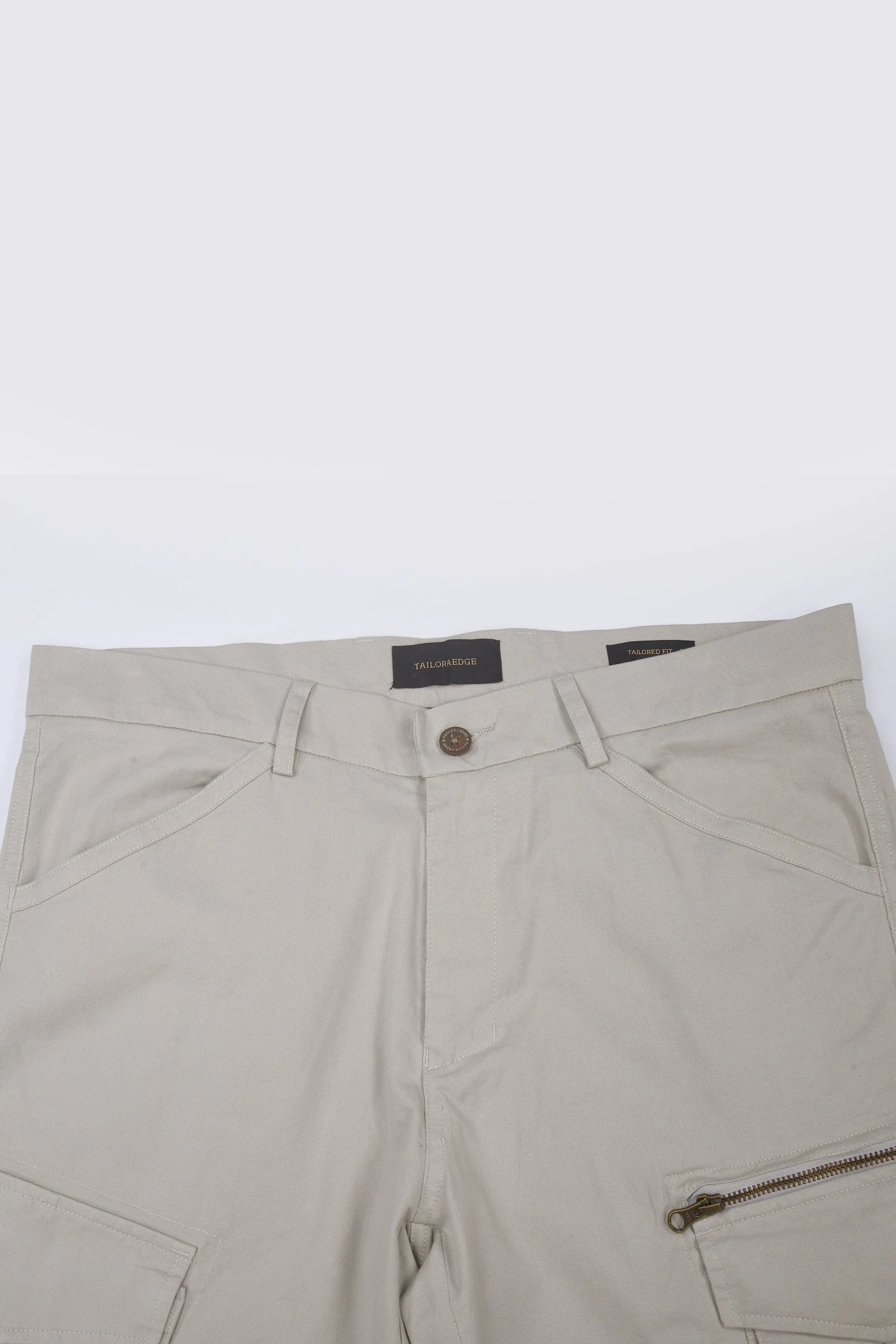 UTILITY ZIP CARGO PANTS IN LIGHT GREY