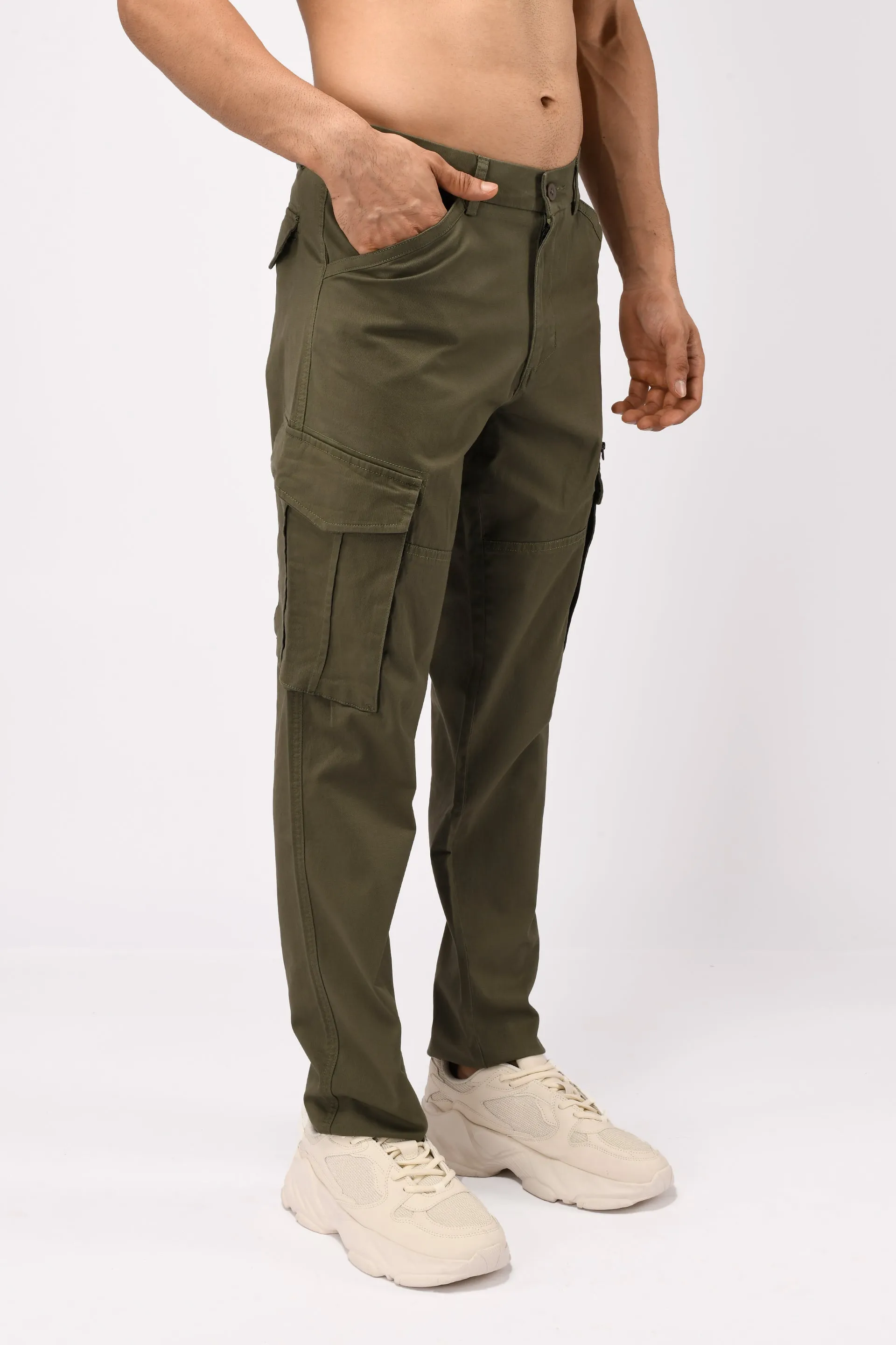 UTILITY ZIP CARGO PANTS IN OLIVE