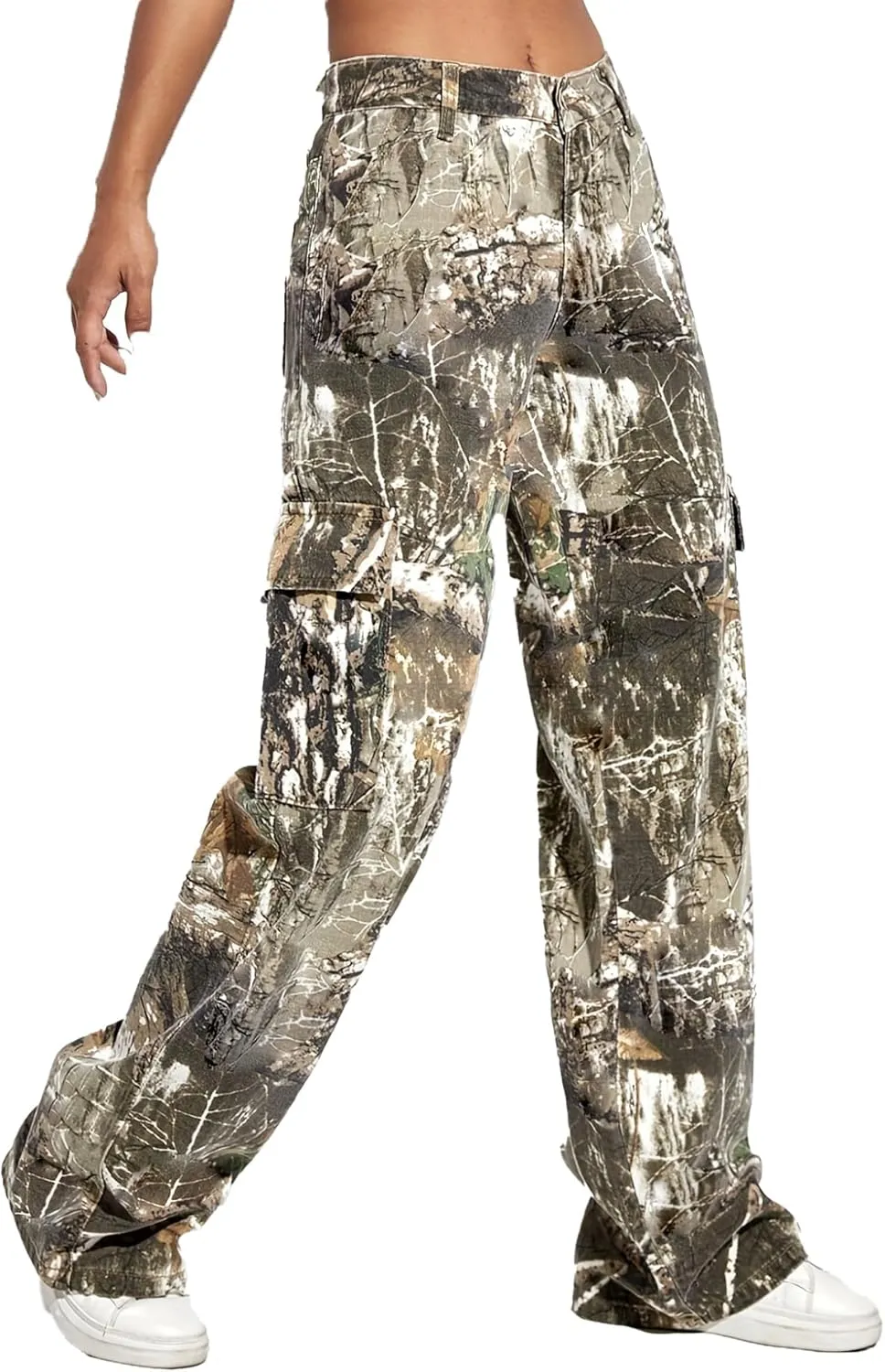 Vakkest Women's Oversized Camo Cargo Pants Jogger Trousers Workout Sweatpants Camouflage Army Fatigue with Pockets