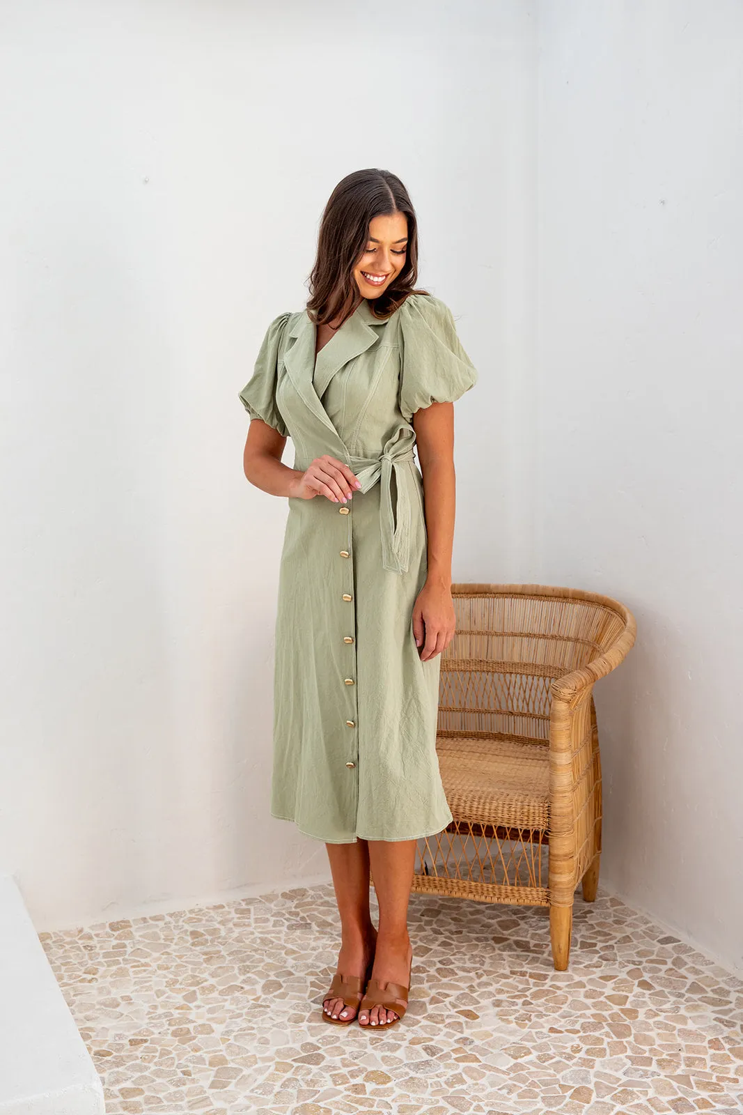 Vermont Wrap Dress - Khaki