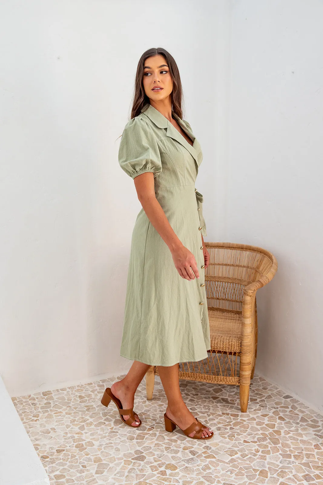 Vermont Wrap Dress - Khaki