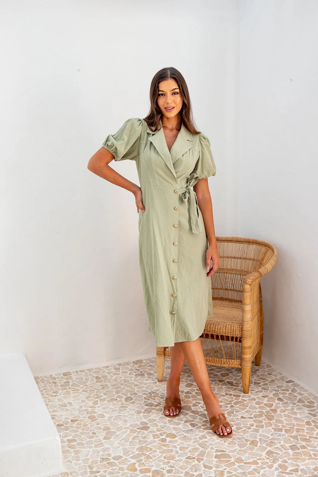 Vermont Wrap Dress - Khaki