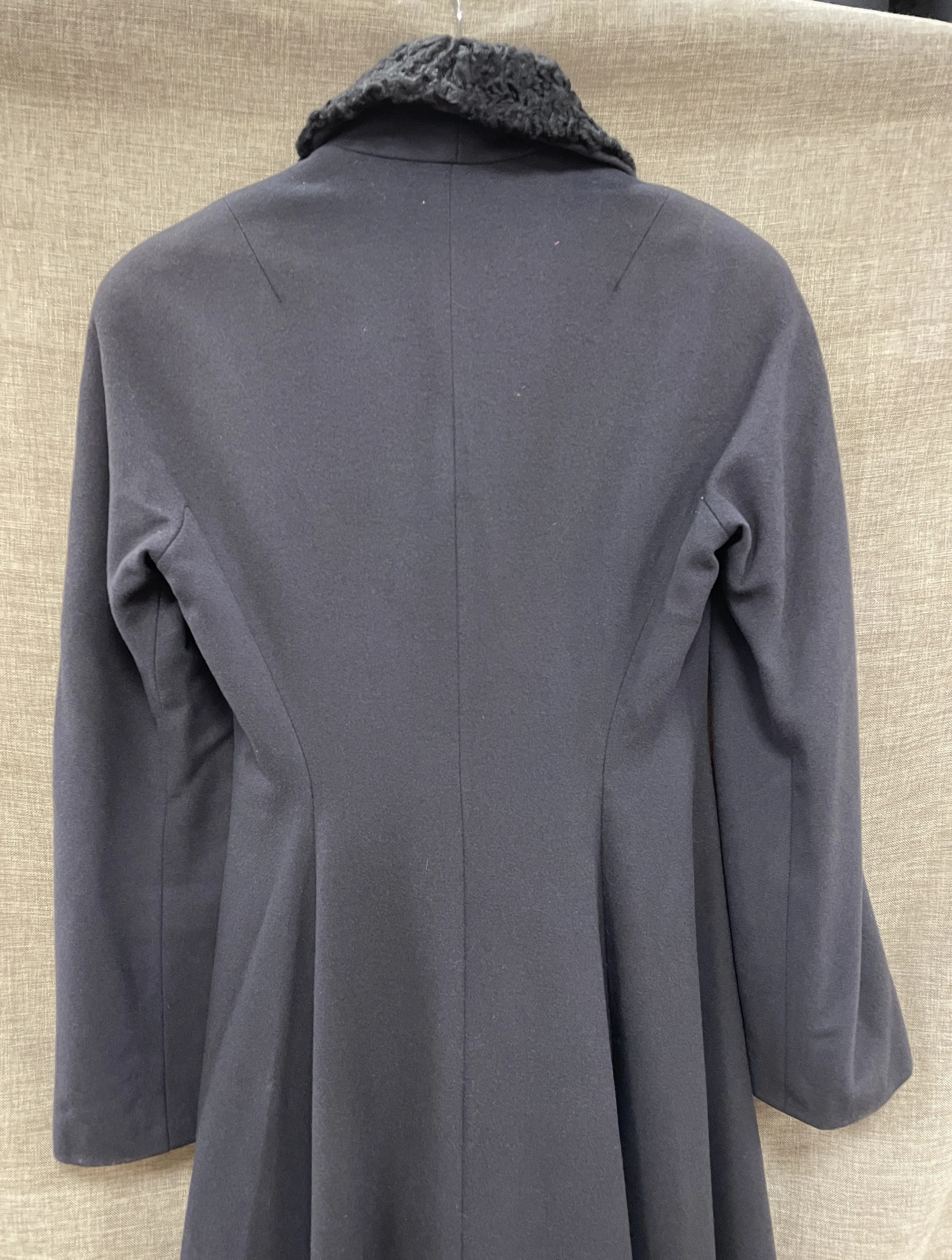 Vintage 1950s Simon Massey Dark Grey Off Black Full Length Skirted Coat Small 8 - 10
