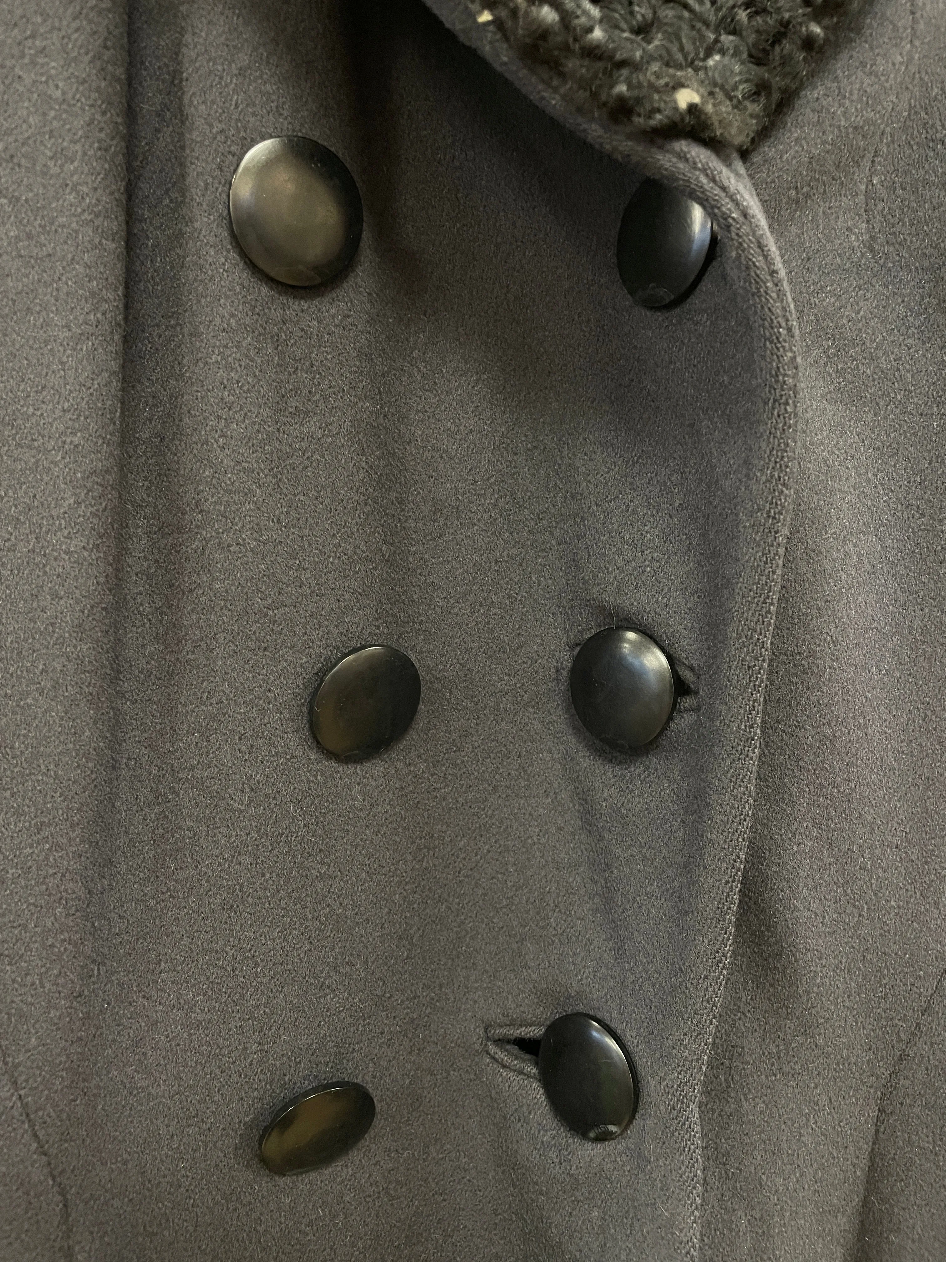 Vintage 1950s Simon Massey Dark Grey Off Black Full Length Skirted Coat Small 8 - 10
