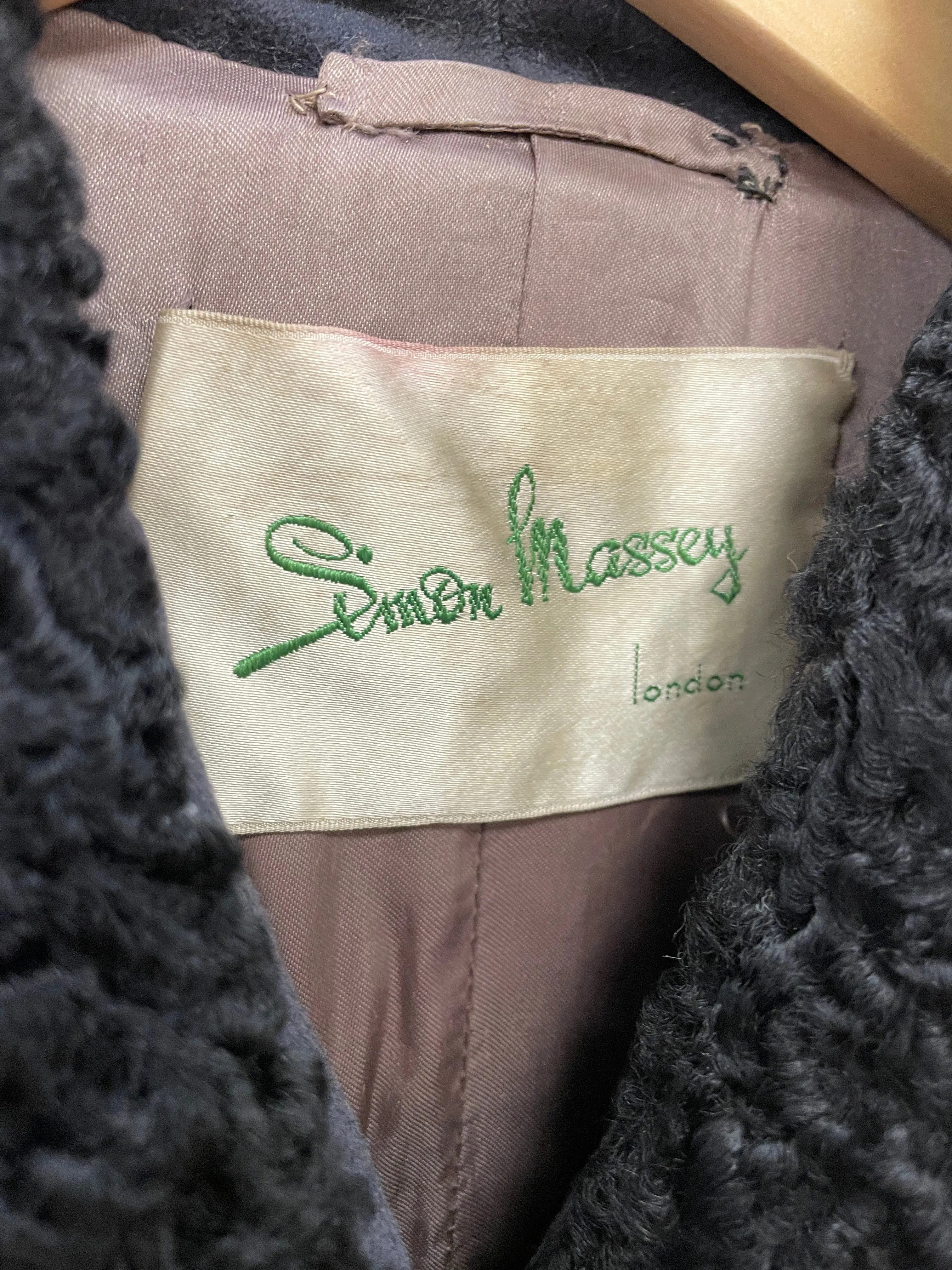 Vintage 1950s Simon Massey Dark Grey Off Black Full Length Skirted Coat Small 8 - 10
