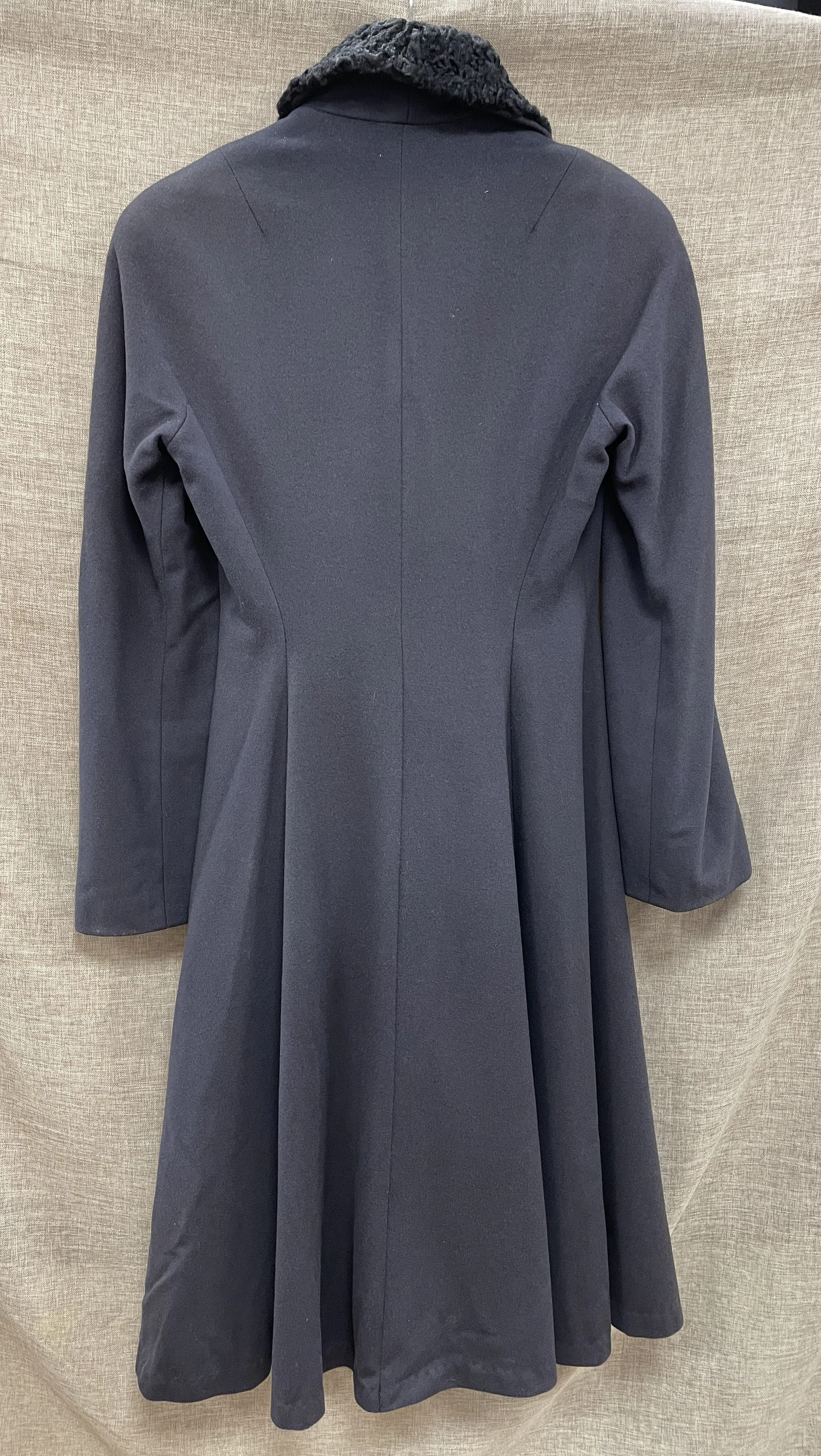 Vintage 1950s Simon Massey Dark Grey Off Black Full Length Skirted Coat Small 8 - 10