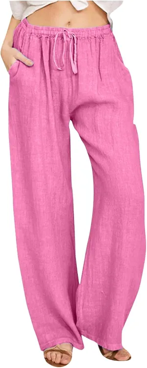 Vintage Corduroy Pants Winter Opaque Travel Palazzo with Pockets Solid Color Straight Leg