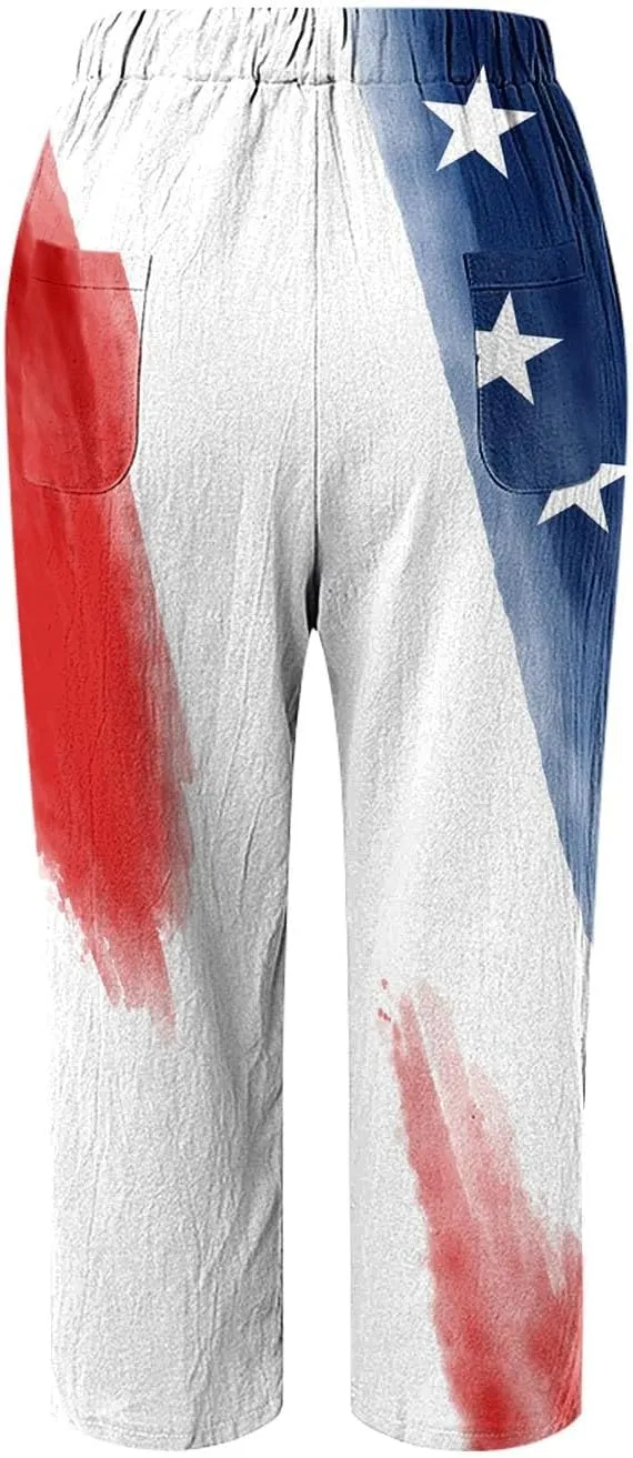 White Capris for Women Casual Drawstring Pants Women Capri Pants for Linen Pants for Women 2024 Capri Pants for