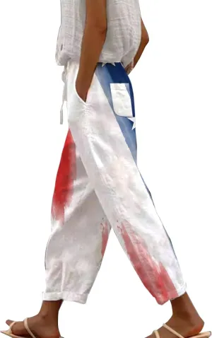 White Capris for Women Casual Drawstring Pants Women Capri Pants for Linen Pants for Women 2024 Capri Pants for