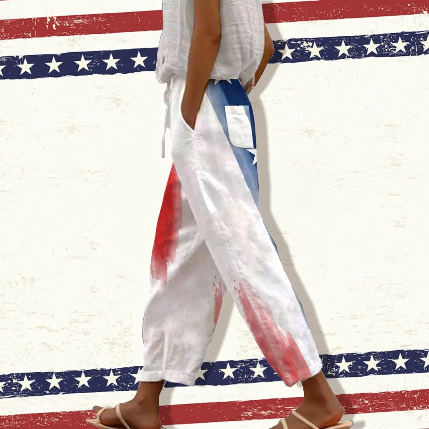 White Capris for Women Casual Drawstring Pants Women Capri Pants for Linen Pants for Women 2024 Capri Pants for