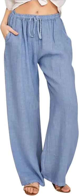 Wide Leg Linen Pants Women Summer Drawstring High Waisted Casual Pants Flowy Palazzo Pants Lightweight Beach Trousers