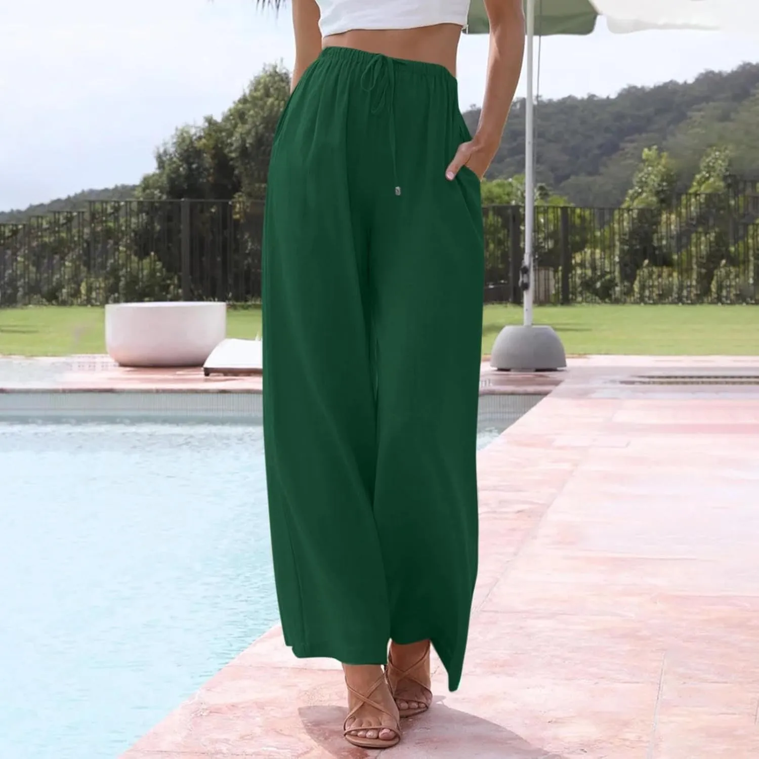 Wide Leg Pants for Women, Lightweight High Waist Pants Straight Leg Wide