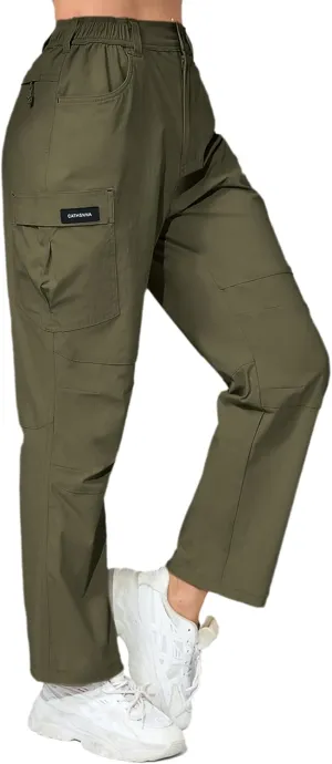 Women Cargo Pants High Waisted Wide Leg Y2K Baggy Parachute Hiking Pants Waterproof Quick Dry Trendy with 5 Pockets