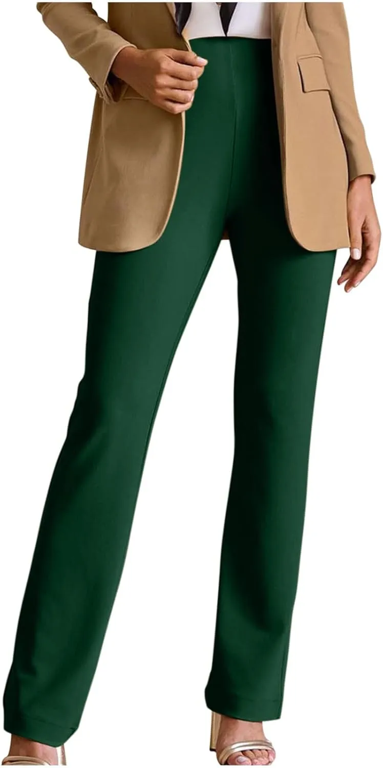 Women High Waist Pull-On Dress Pants Tummy Control Yoga Legging Trousers Business Casual Office Suit Pants for Work