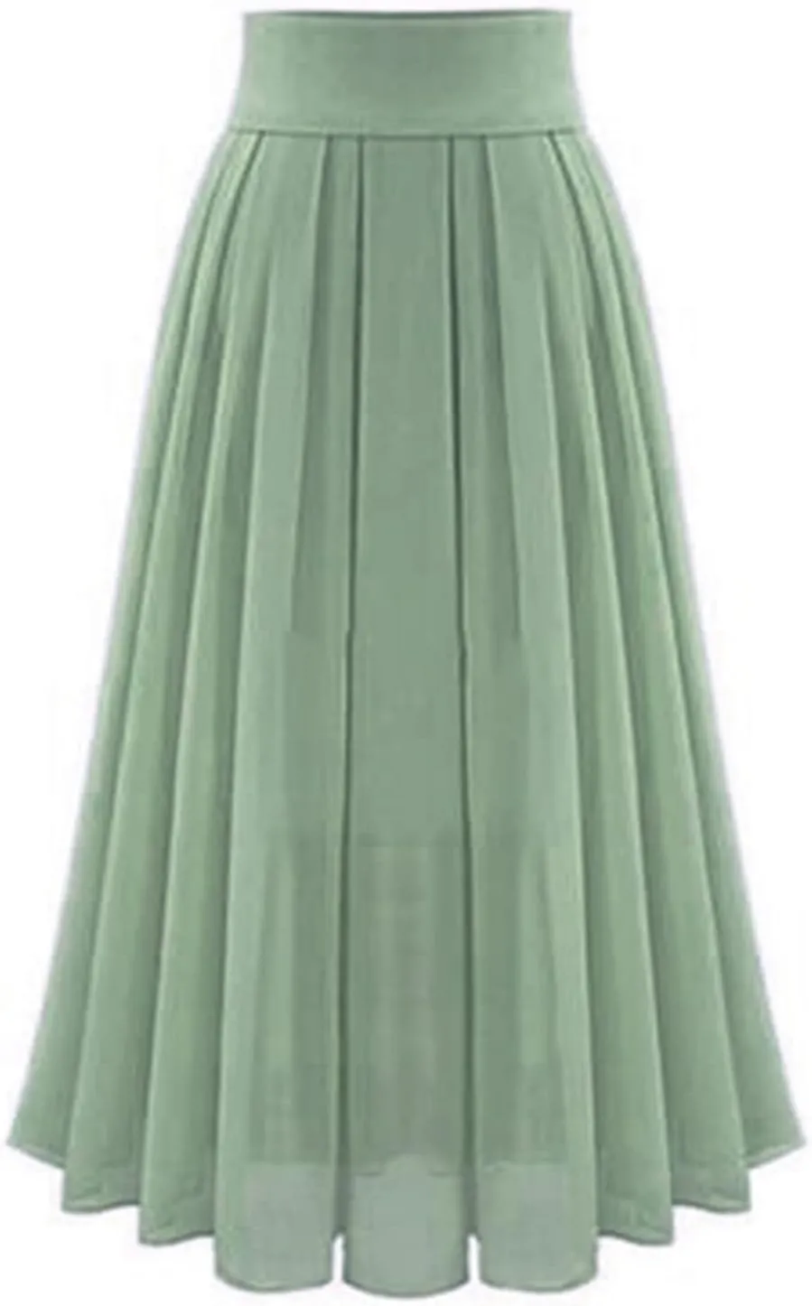 Women High Waisted Flared Skirt Pleated Midi Skirt A-Line Elastic Maxi Skirts Swing Business Work Vintage Flowy Skirt