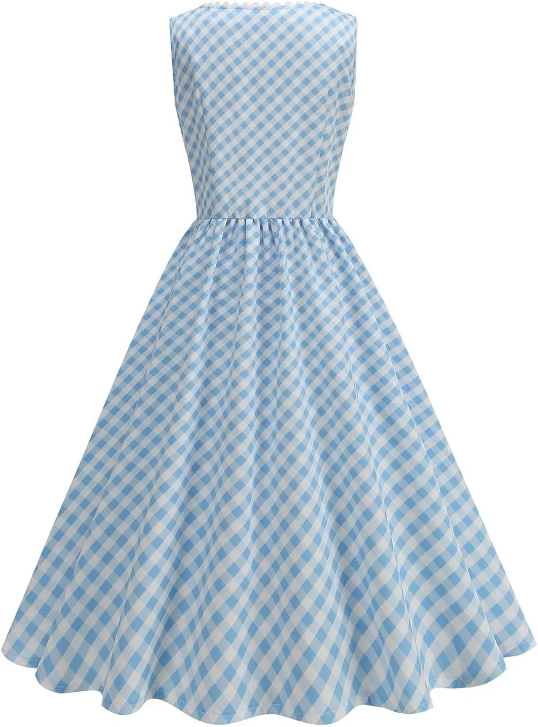 Women's 1950s Vintage Plaid Tank Dress Casual V Neck Hepburn Swing Prom Party Midi Dresses Wedding Guest Outfits