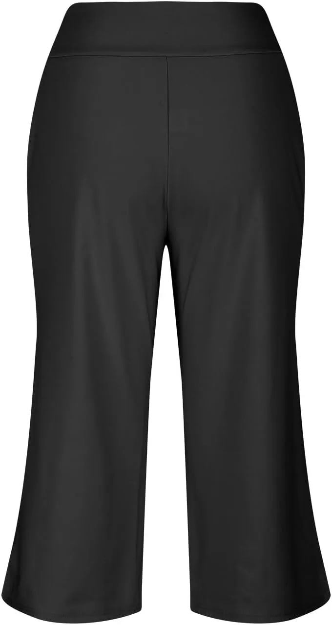 Womens Capri Pants 2025 Summer Casual High Waist Pants Loose Comfy Trendy Dressy Cropped Trouser Athletic Gym Workout