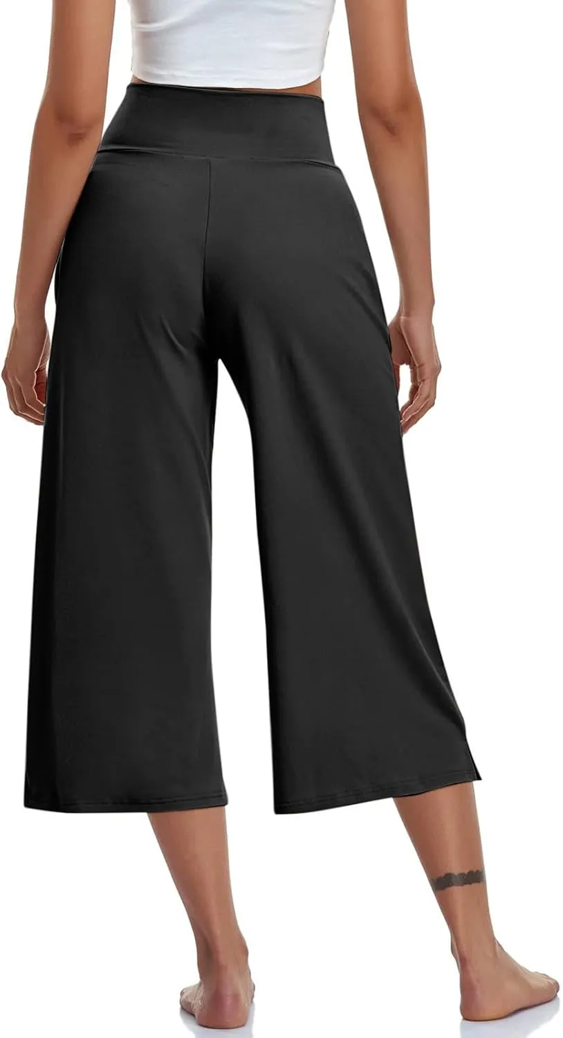 Womens Capri Pants 2025 Summer Casual High Waist Pants Loose Comfy Trendy Dressy Cropped Trouser Athletic Gym Workout