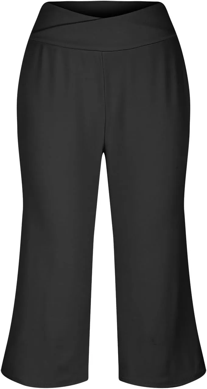 Womens Capri Pants 2025 Summer Casual High Waist Pants Loose Comfy Trendy Dressy Cropped Trouser Athletic Gym Workout