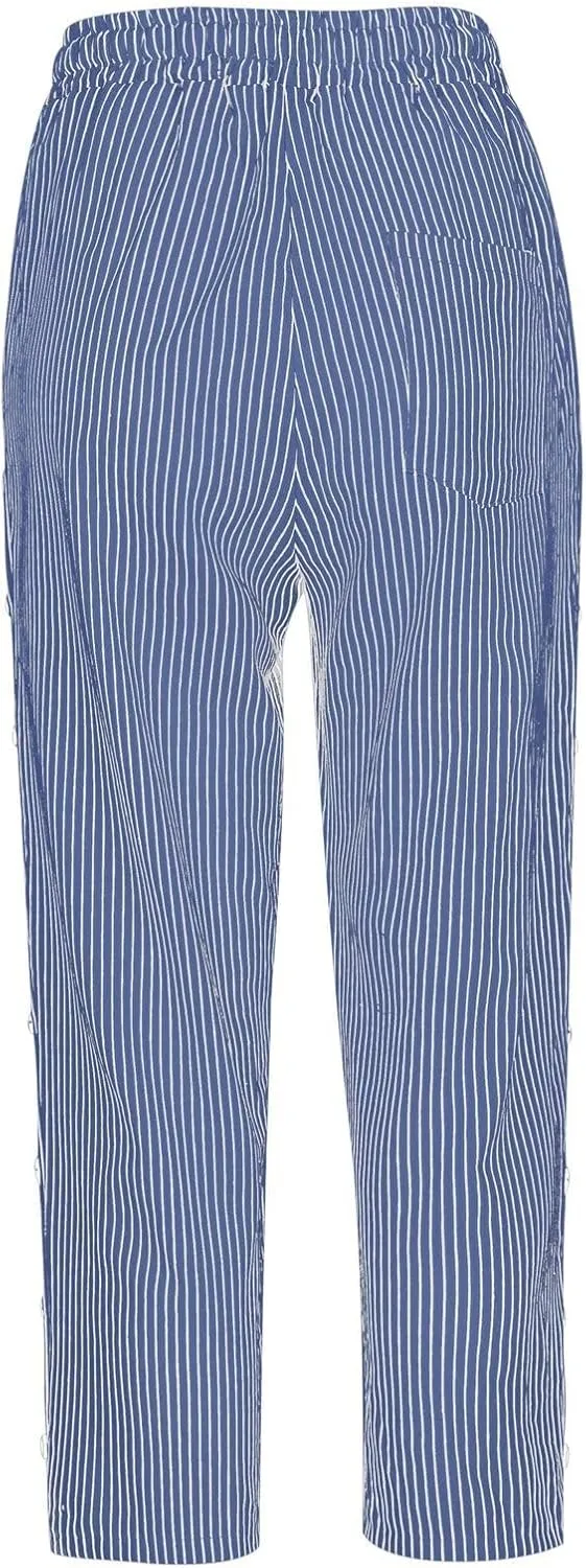 Womens Capris Pants High Waist Drawstring Comfy Casual Pants Casua Lightweight Loose Buttons Trousers with Pockets