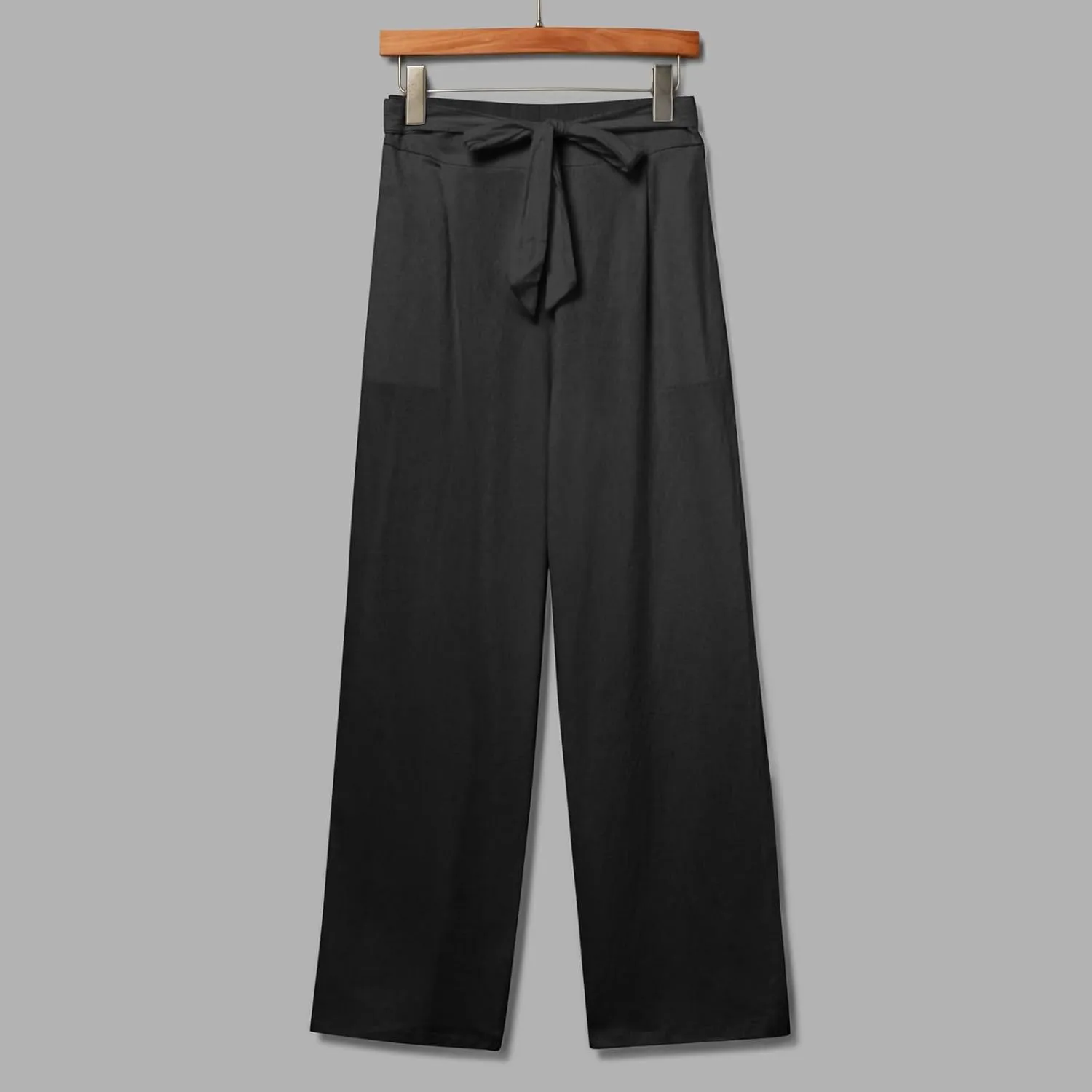 Women's Cotton Linen Summer Casual Loose Palazzo Lounge Pants Elastic Waist Lounge Pants Loose Fit Palazzo