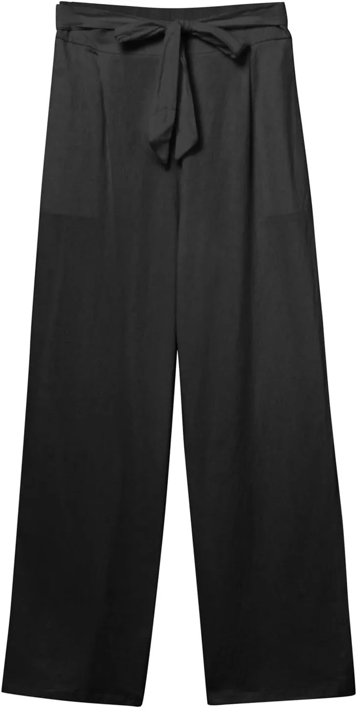 Women's Cotton Linen Summer Casual Loose Palazzo Lounge Pants Elastic Waist Lounge Pants Loose Fit Palazzo