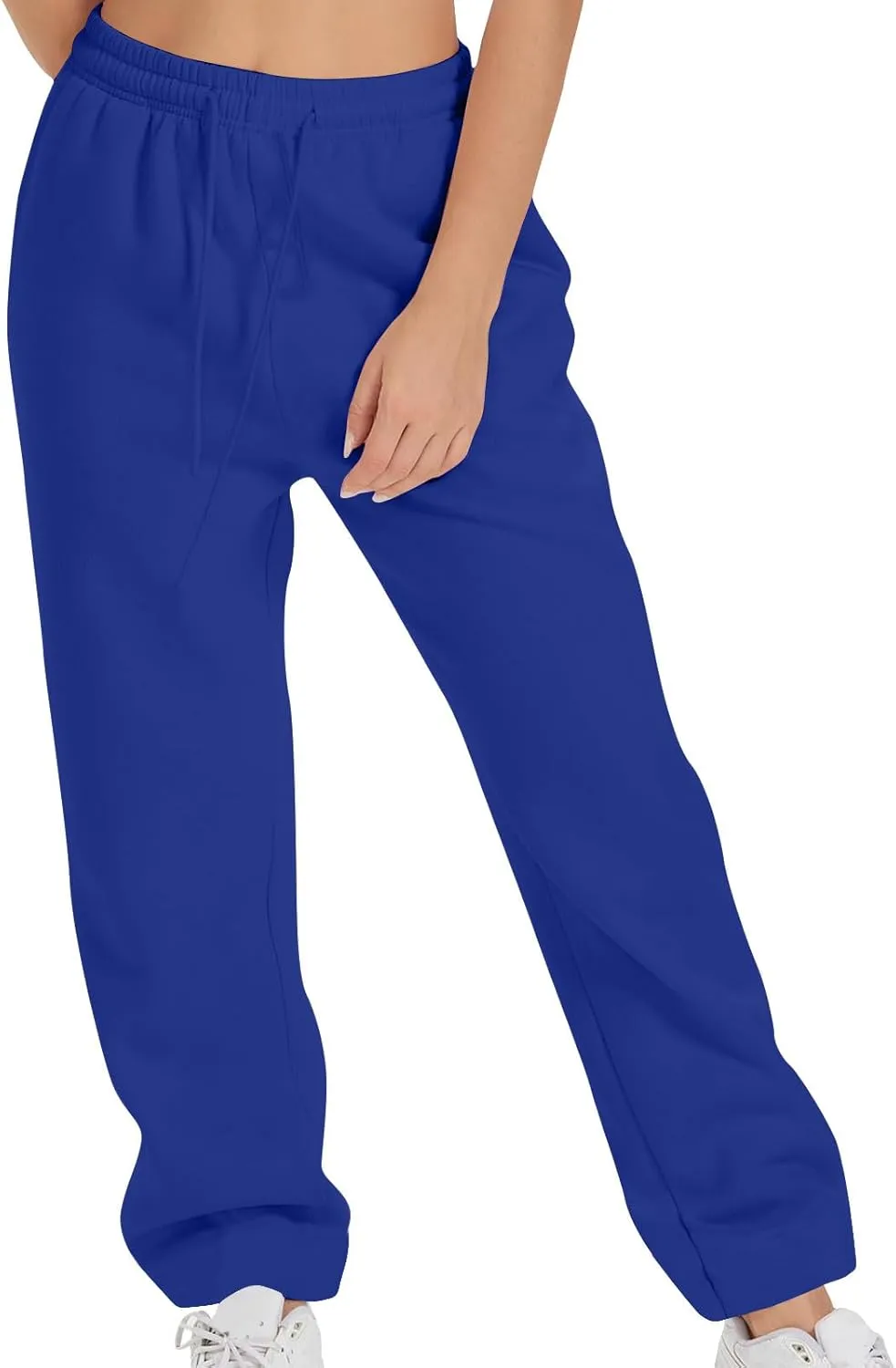 Women's Drawstring Elastic Waist Straight Leg Sweatpants Baggy High Waisted Lounge Sweat Pants Trousers with Pockets