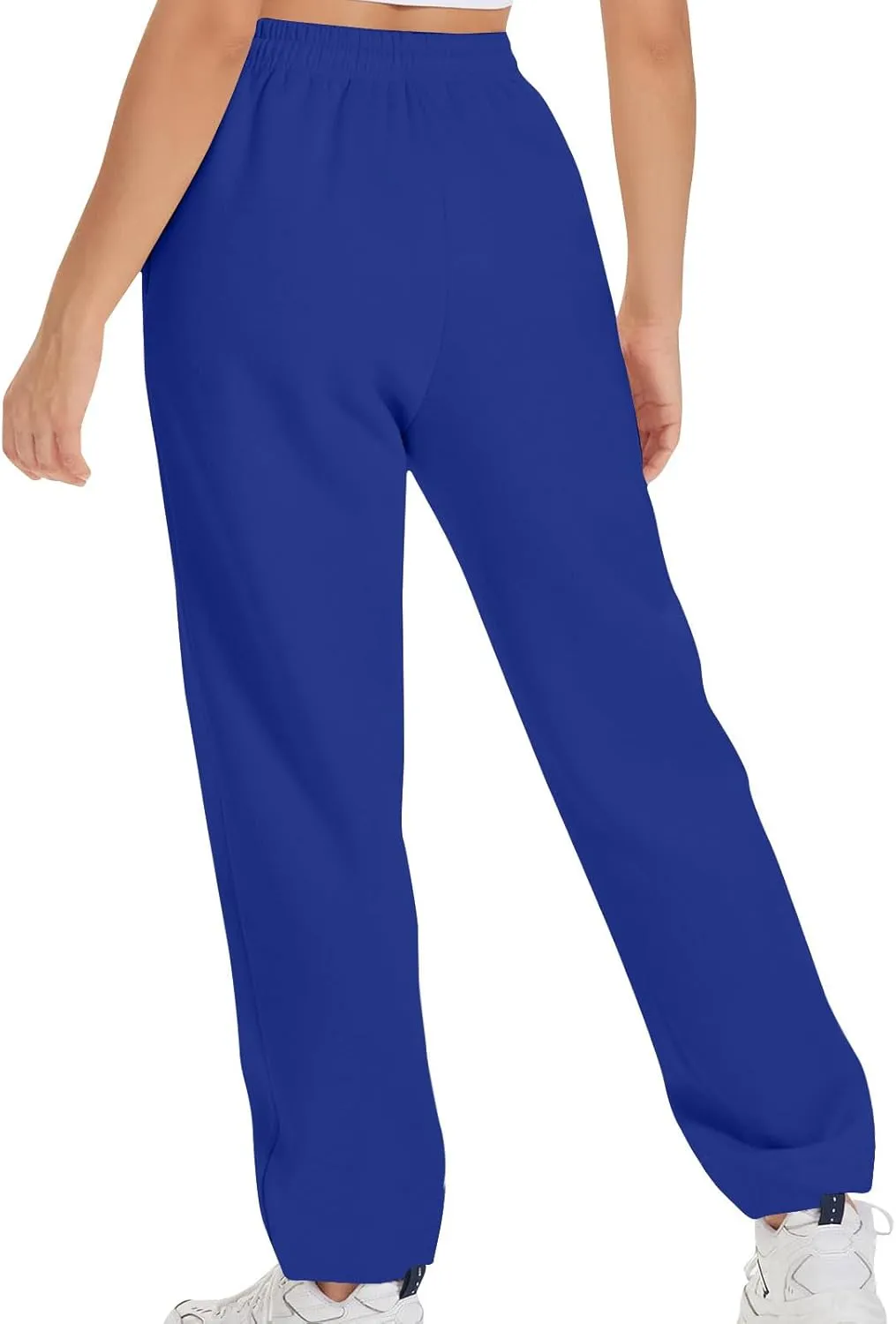 Women's Drawstring Elastic Waist Straight Leg Sweatpants Baggy High Waisted Lounge Sweat Pants Trousers with Pockets