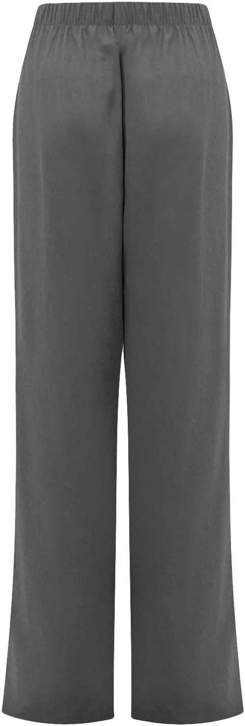 Womens Linen Pants Summer Casual Loose Elastic Waist Straight Wide Leg Pants Lightweight Tall Linen Pants Trousers