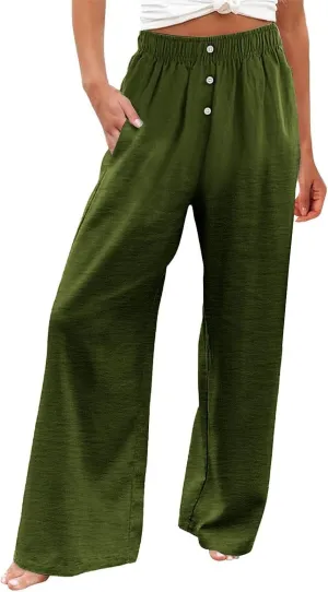 Women's Pants, High Waisted Straight Leg Linen Pants Oversized Wide Sweatpants Lounge