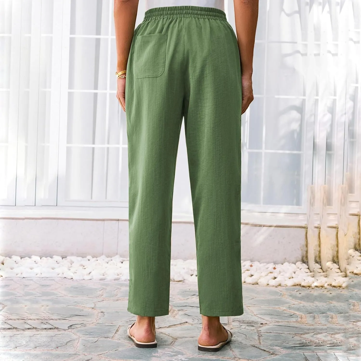 Womens Pants, Straight Leg Casual Pants Linen Everyday Peasant Solid Color Wide