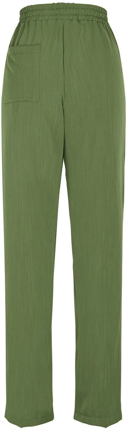 Womens Pants, Straight Leg Casual Pants Linen Everyday Peasant Solid Color Wide