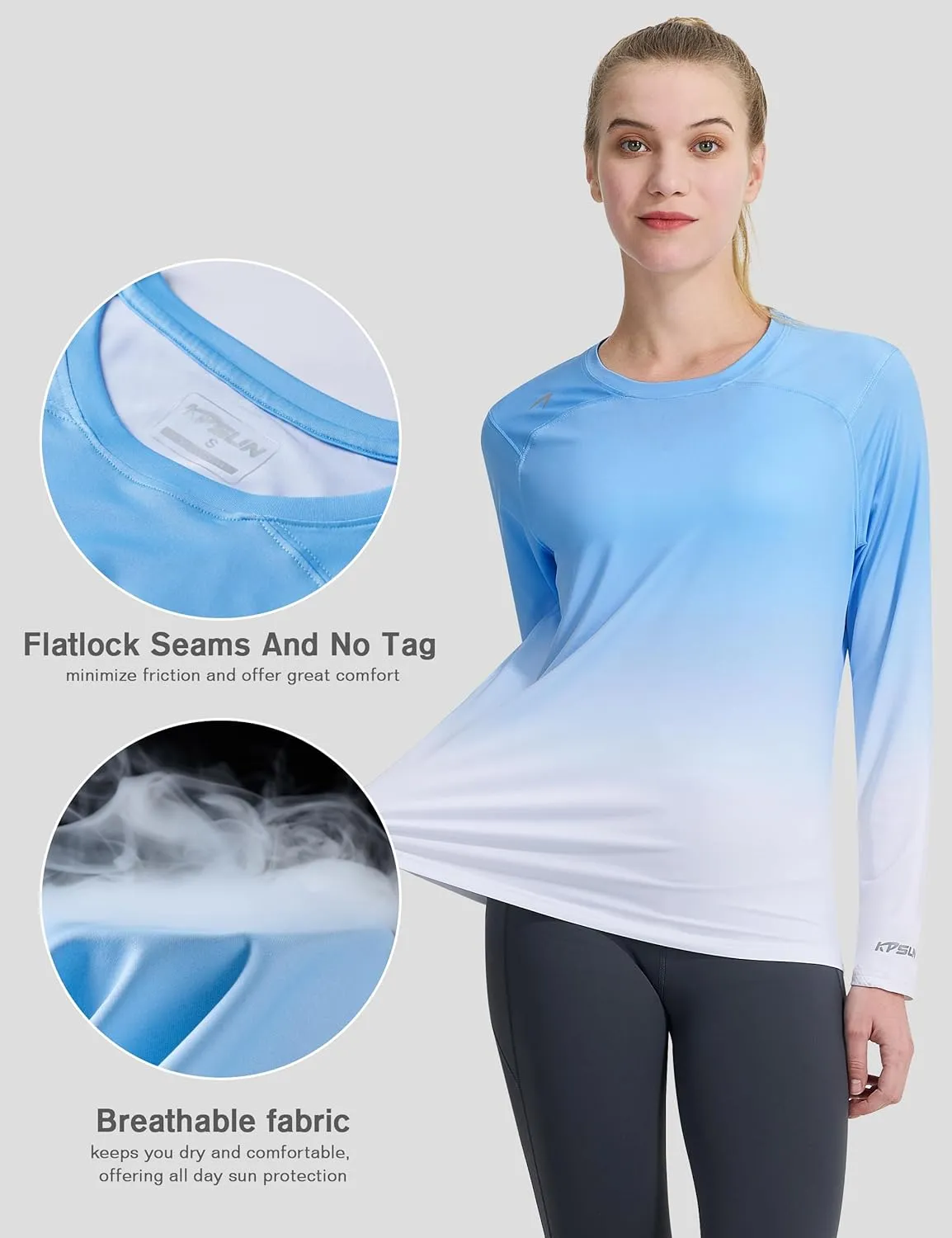 Women's UPF 50  UV Sun Protection Shirt Outdoor Performance Long Sleeve Rash Guard Shirts for Hiking,Swim,Fishing