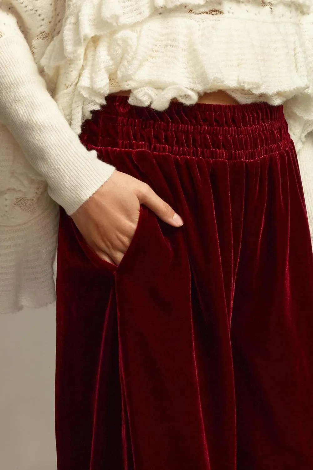 Women's Velvet Pants High Elastic Waist Wide Leg Long Pants Casual Lounge Palazzo Pants Vintage Loose Fit Trouser