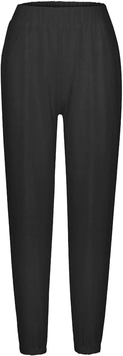 XUNRYAN Women's Summer Casual Boho Pants Side Slit Palazzo Harem Pants High Waist Trousers Flowy Travel Dance Outfits